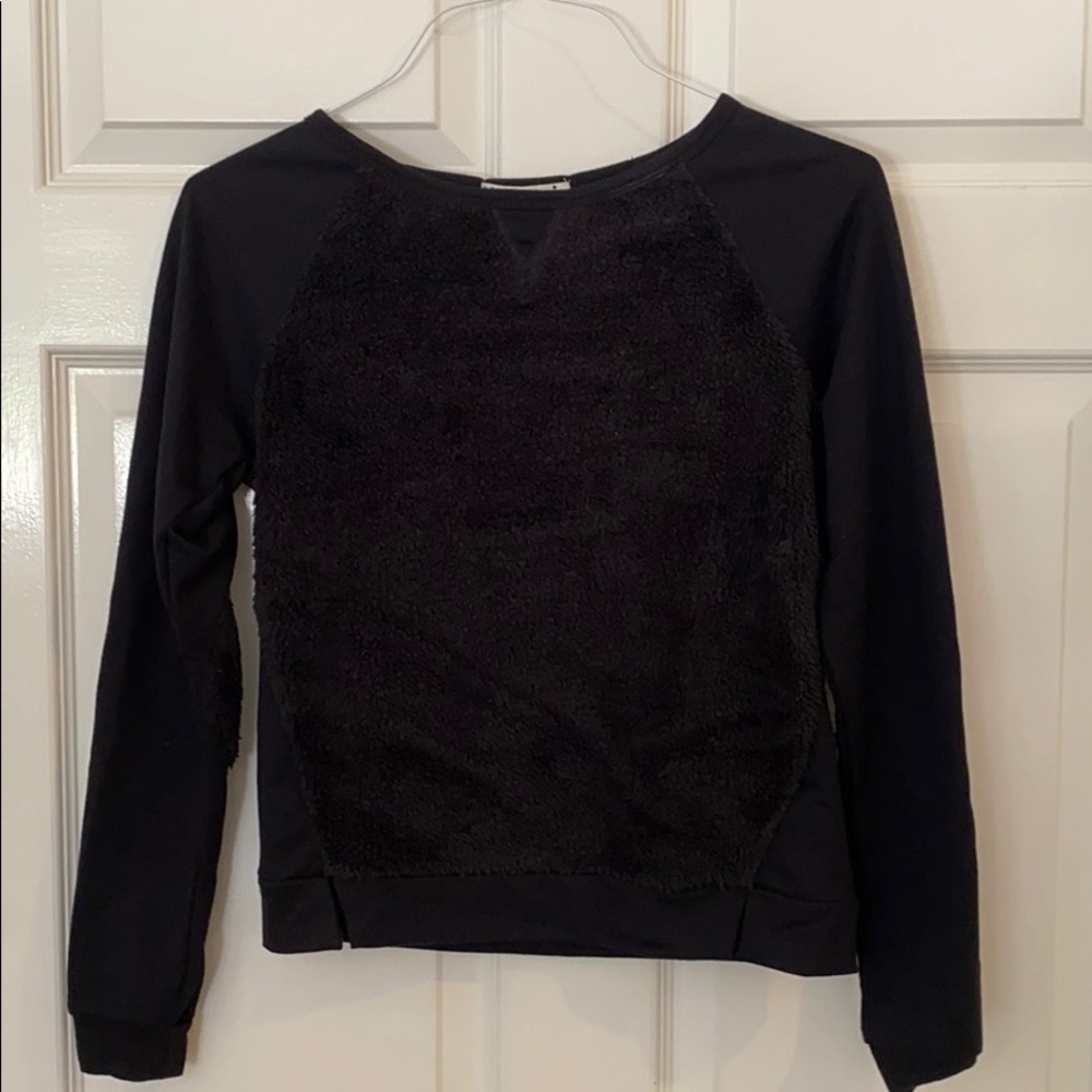 Black sweater with faux fur detailing